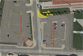 Sketch of parking lot for utility locate report